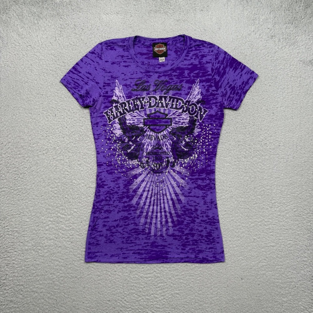 Harley Davidson Rhinestone Biker T-shirt - Picture 2 of 4